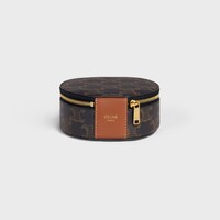 Zipped Round Case in Triomphe Canvas and Calfskin - TAN - ACCESSORIES - 2 | CELINE