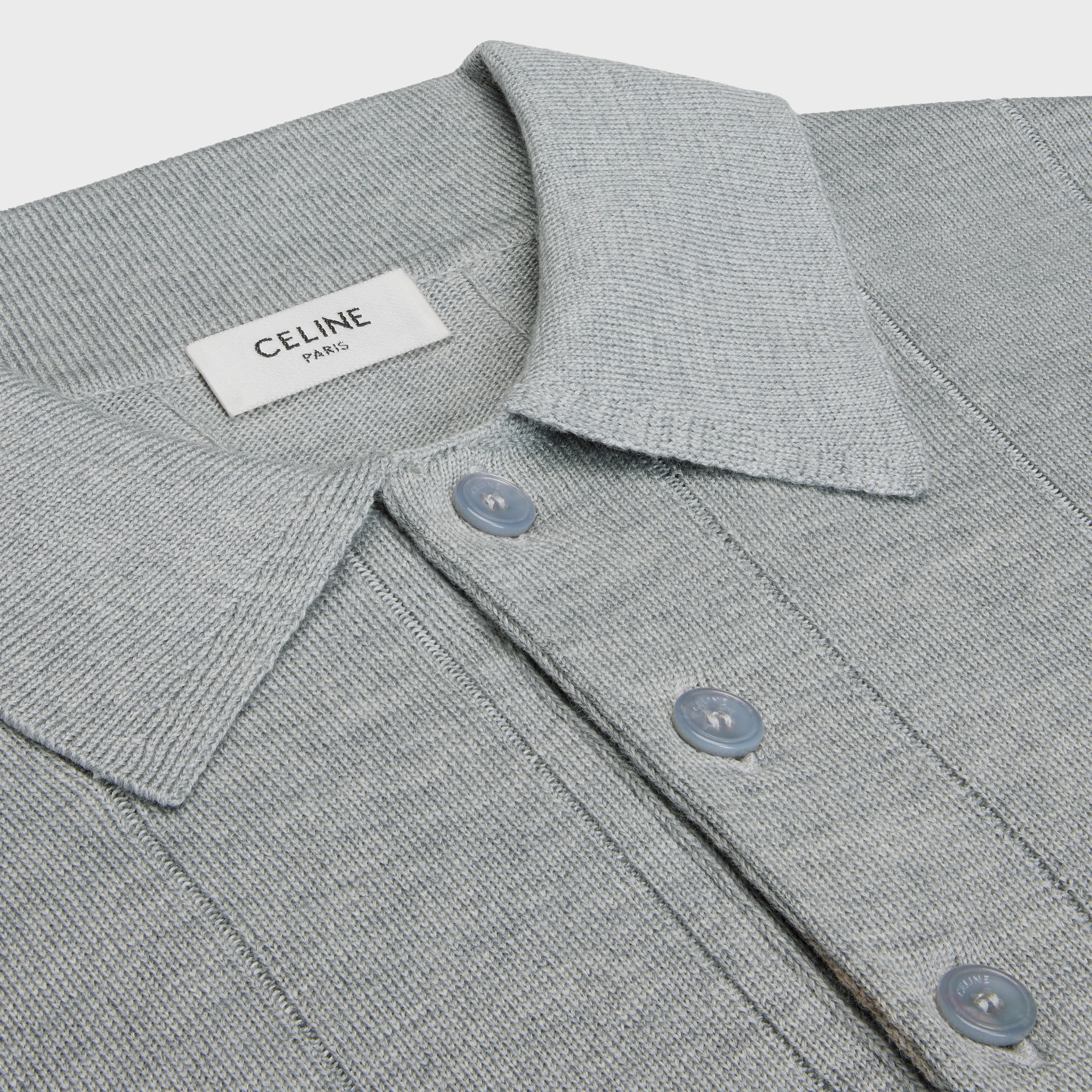 POLO IN FINE SILK AND COTTON - LIGHT GREY | CELINE