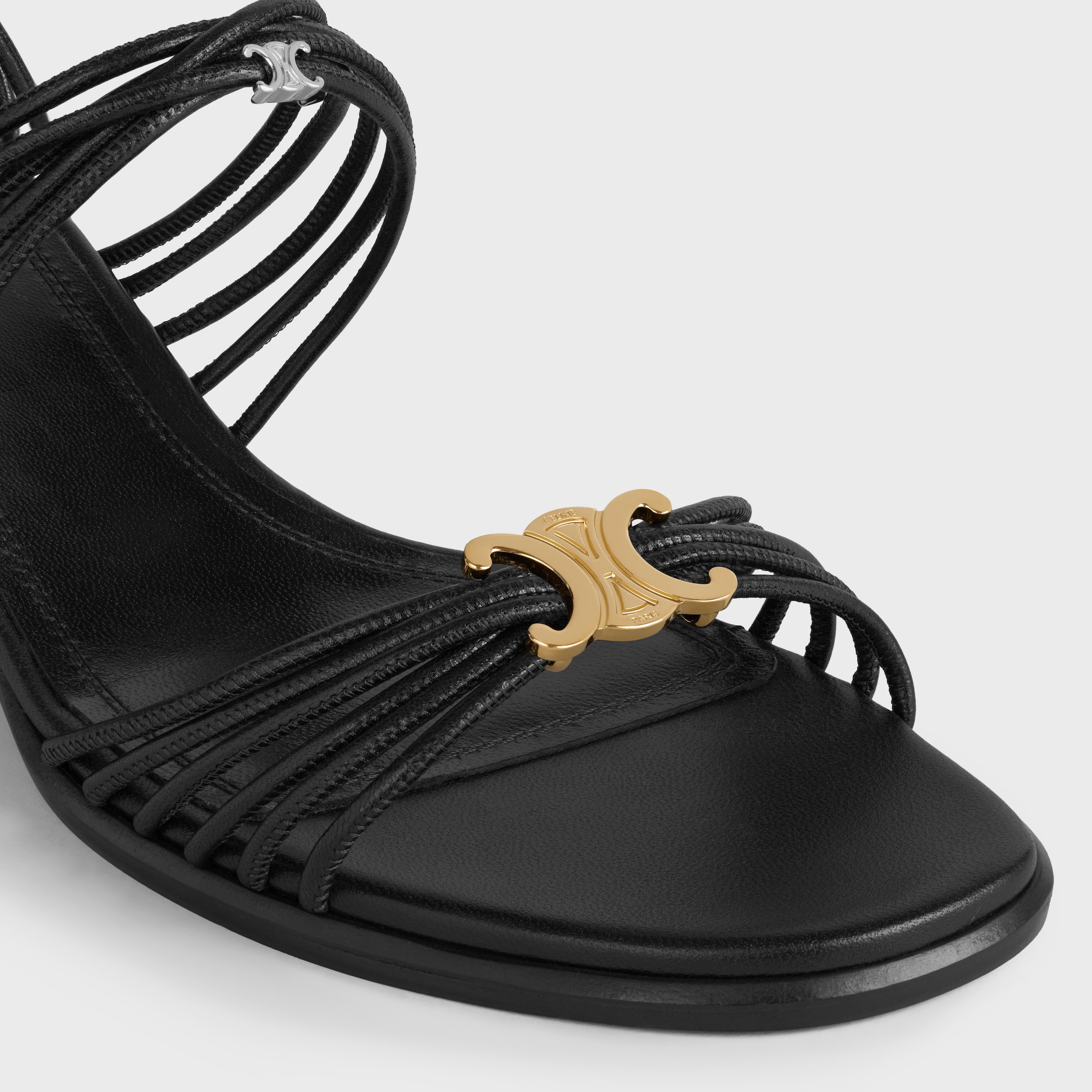 CLÉMENCE HEELED SANDAL IN GOATSKIN - BLACK | CELINE