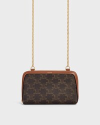 Clutch on Chain IN Triomphe canvas and Lambskin - Tan - SMALL GIFTS - 1 | CELINE