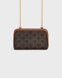 Clutch on Chain IN Triomphe canvas and Lambskin - Tan - SHOULDER BAGS - 2 | CELINE