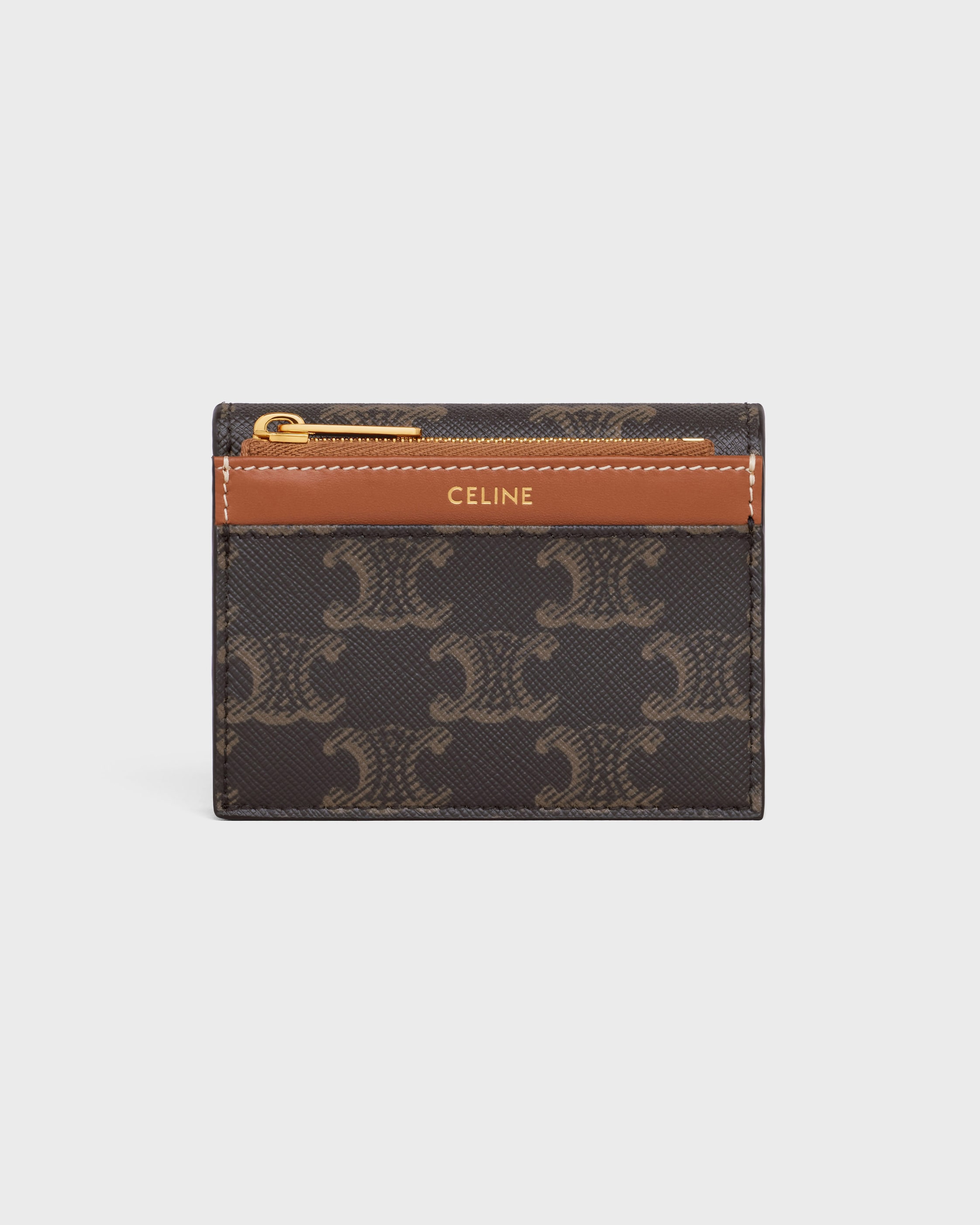 COMPACT WALLET WITH COIN TRIOMPHE IN triomphe canvas - TAN | CELINE