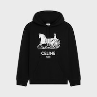 hoodie IN cotton fleece - BLACK / WHITE -  - 1 | CELINE
