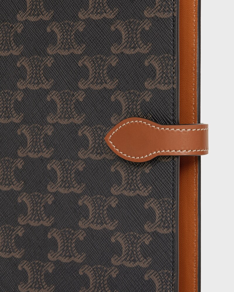 MEDIUM NOTEBOOK COVER IN TRIOMPHE CANVAS AND CALFSKIN - TAN - CELINE MAISON - 1 | CELINE