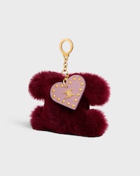 TRIOMPHE pom-pom Charm IN SHEARLING AND CALFSKIN - BURGUNDY / PINK - CHARMS AND ACCESSORIES - 2 | CELINE