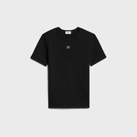 t-shirt triomphe jersey coton côtelé - NOIR / BLANC -  - 1 | CELINE