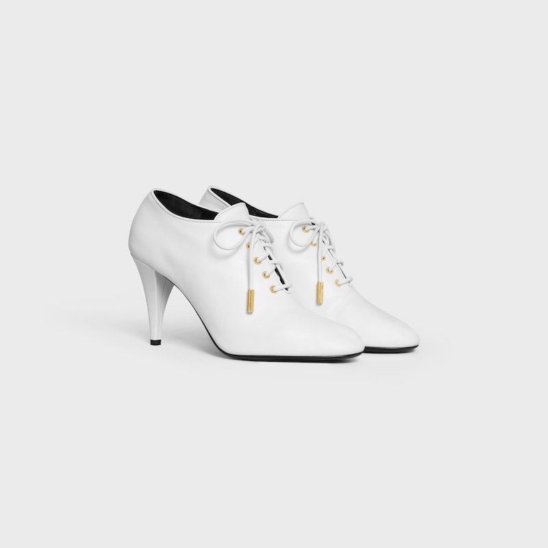 SOFT OXFORD LACE-UP HEELED BALLERINA IN calfskin - vegetal tanning - Ultra White -  - 1 | CELINE