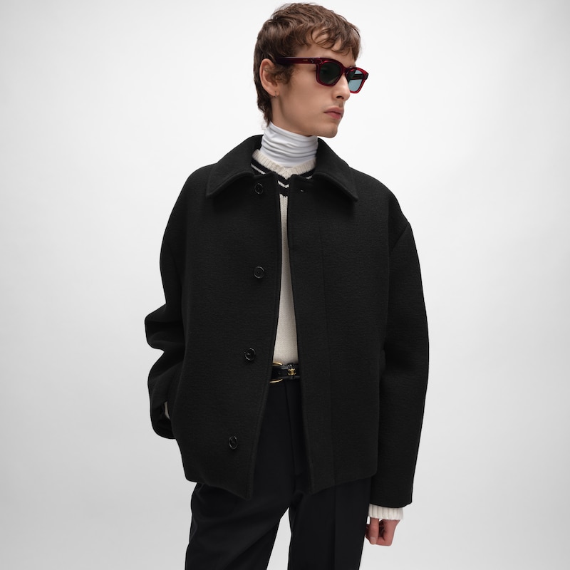 jacket IN DOUBLE-FACE WOOL FELT - BLACK -  - 1 | CELINE