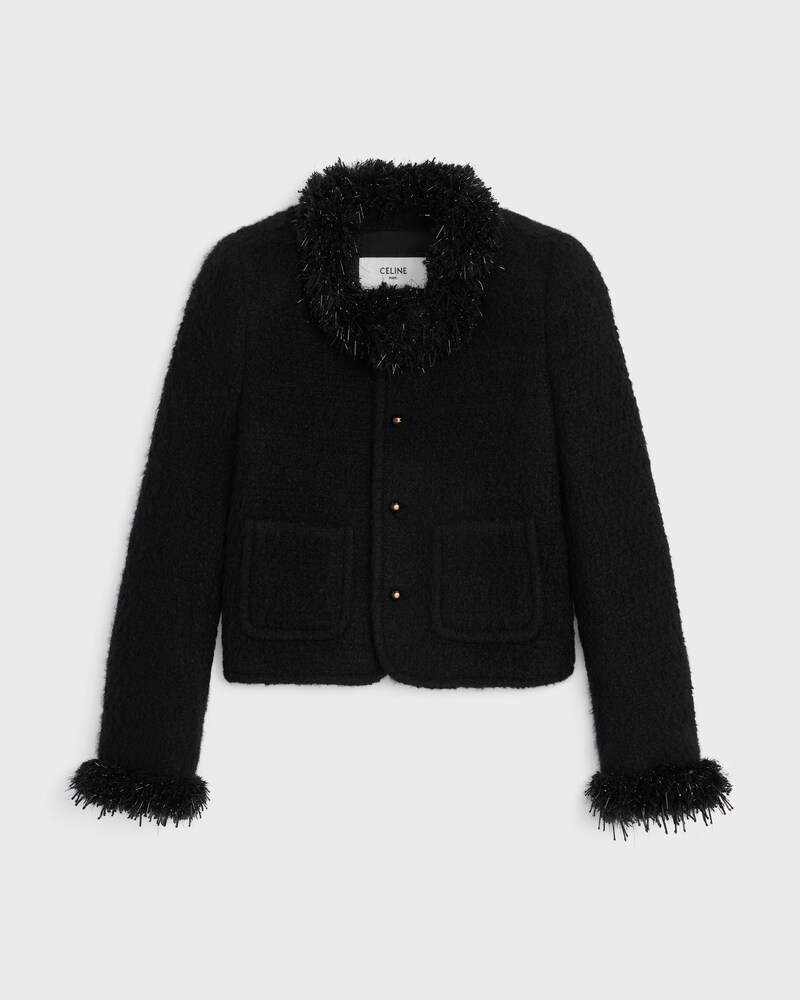 chelsea jacket IN cashmere and wool natté - BLACK -  - 1 | CELINE