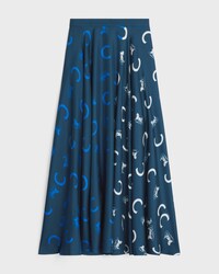 skirt IN silk twill - NAVY/WHITE/BLUE -  - 1 | CELINE