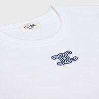 t-shirt triomphe jersey coton côtelé - BLANC/BLEU MARINE -  - 2 | CELINE