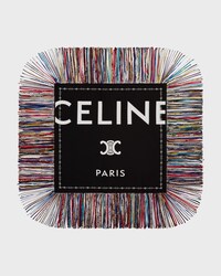 fringed square IN silk twill - WHITE / BLACK -  - 1 | CELINE