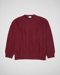 oversized crewneck sweater IN CASHMERE chains triomphe - BURGUNDY -  - 1 | CELINE