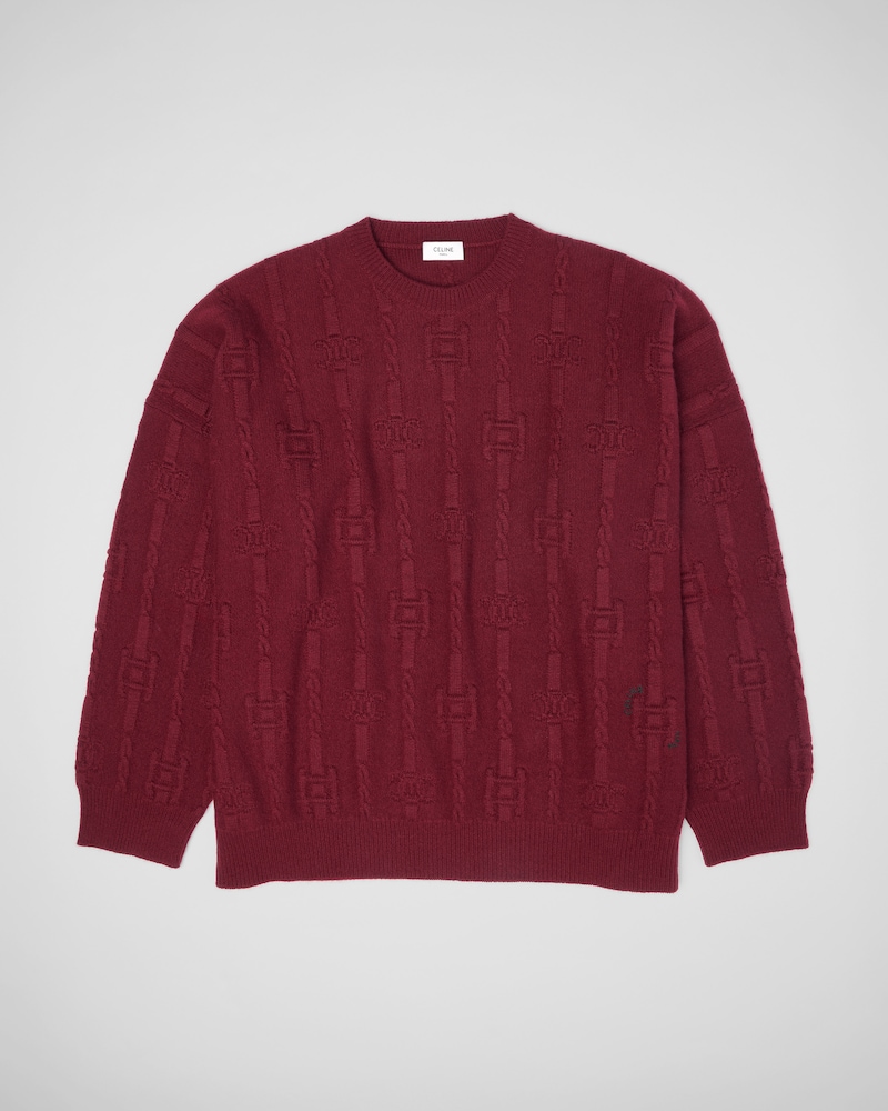 oversized crewneck sweater IN CASHMERE chains triomphe - BURGUNDY -  - 1 | CELINE