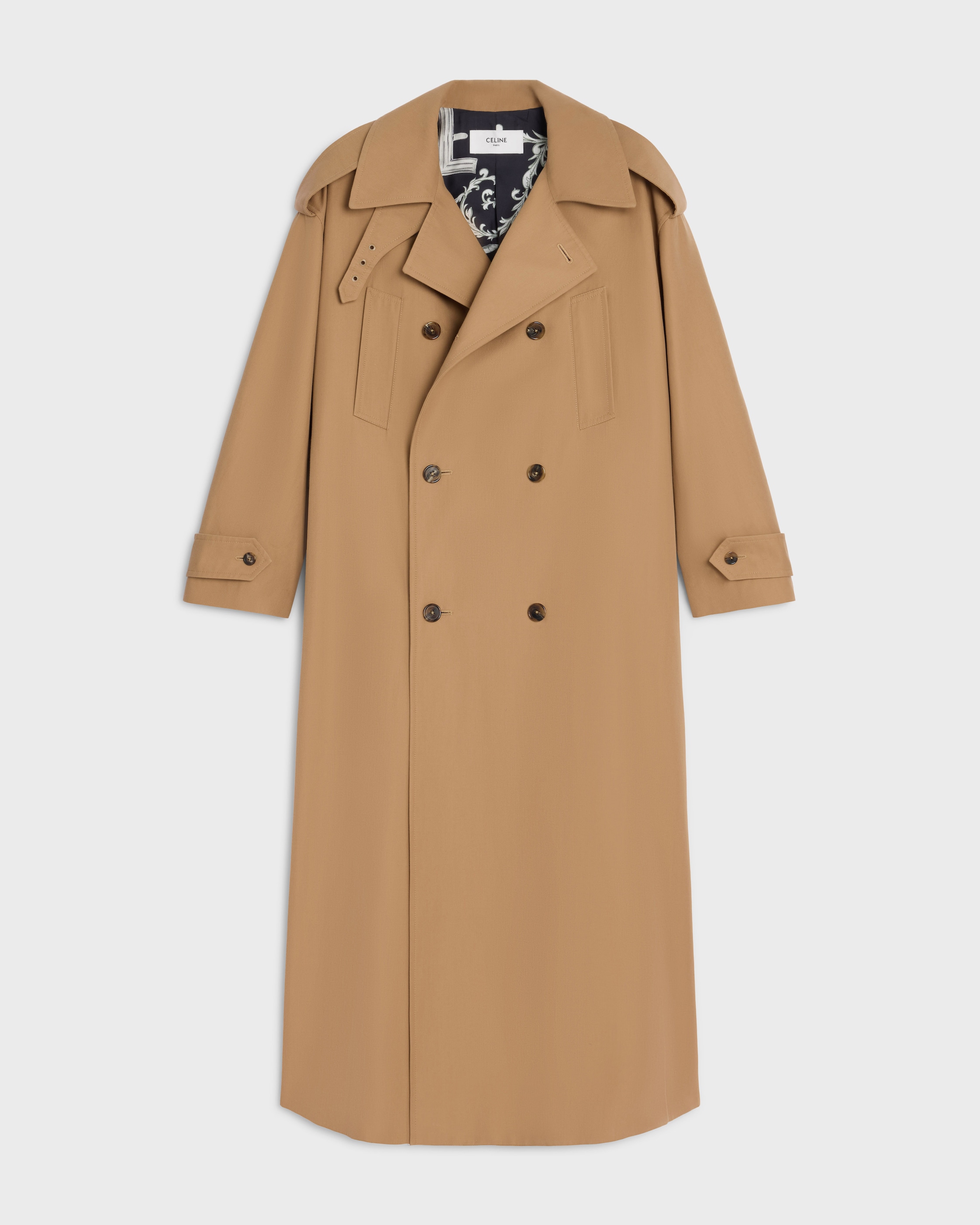 CELINE トレンチコート TRENCH COAT IN COTTON AND WOOL GABARDINE - BEIGE | CELINE