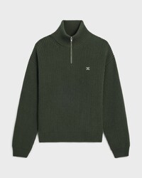 trucker sweater IN ribbed wool - DARK GREEN -  - 1 | CELINE