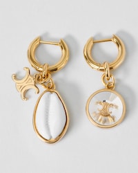 PENDIENTES TRIOMPHE DE CONCHA EN ESTRÁS Y LATÓN CON ACABADO DORADO - DORADO/BLANCO - PENDIENTES - 1 | CELINE