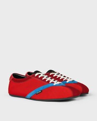 THE FLAT SNEAKER IN GROS GRAIN, VELVET, SUEDE GOATSKIN AND LAMBSKIN - RED / ELECTRIC BLUE -  - 2 | CELINE