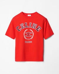 CAMISETA EN PUNTO DE ALGODÓN - ROJO CICLISTA / BLANCO / AZUL MARINO -  - 1 | CELINE