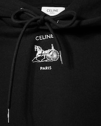 CROPPED HOODIE IN cotton fleece - BLACK / OPTIC WHITE -  - 2 | CELINE