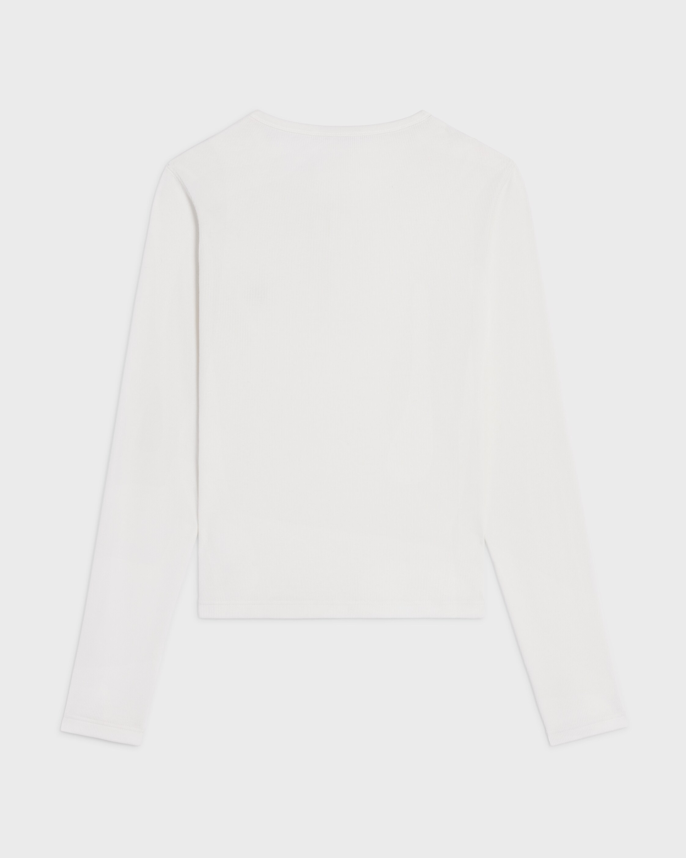 long sleeved t-shirt IN RIBBED COTTON JERSEY - OFF WHITE / BLACK