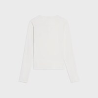 long sleeved t-shirt IN RIBBED COTTON JERSEY - OFF WHITE / BLACK -  - 2 | CELINE