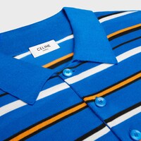 short-sleeved polo sweater IN fine cotton - BLUE/ORANGE -  - 2 | CELINE