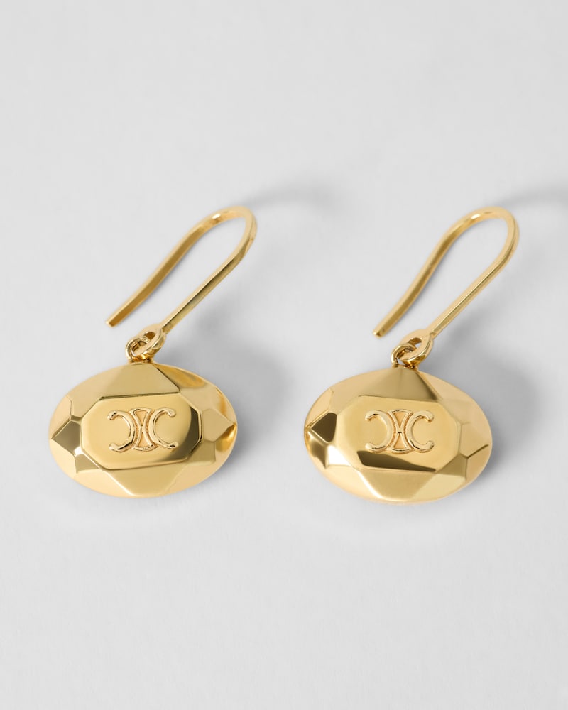 TRIOMPHE FACET EARRINGS IN BRASS WITH GOLD FINISH - GOLD - EARRINGS - 1 | CELINE