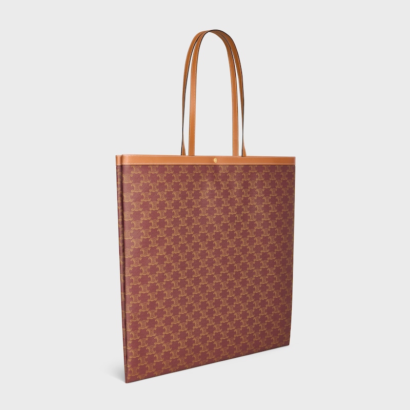 LARGE FLAT SHOPPER IN Triomphe Canvas - BURGUNDY/TAN - TOTE BAGS - 1 | CELINE