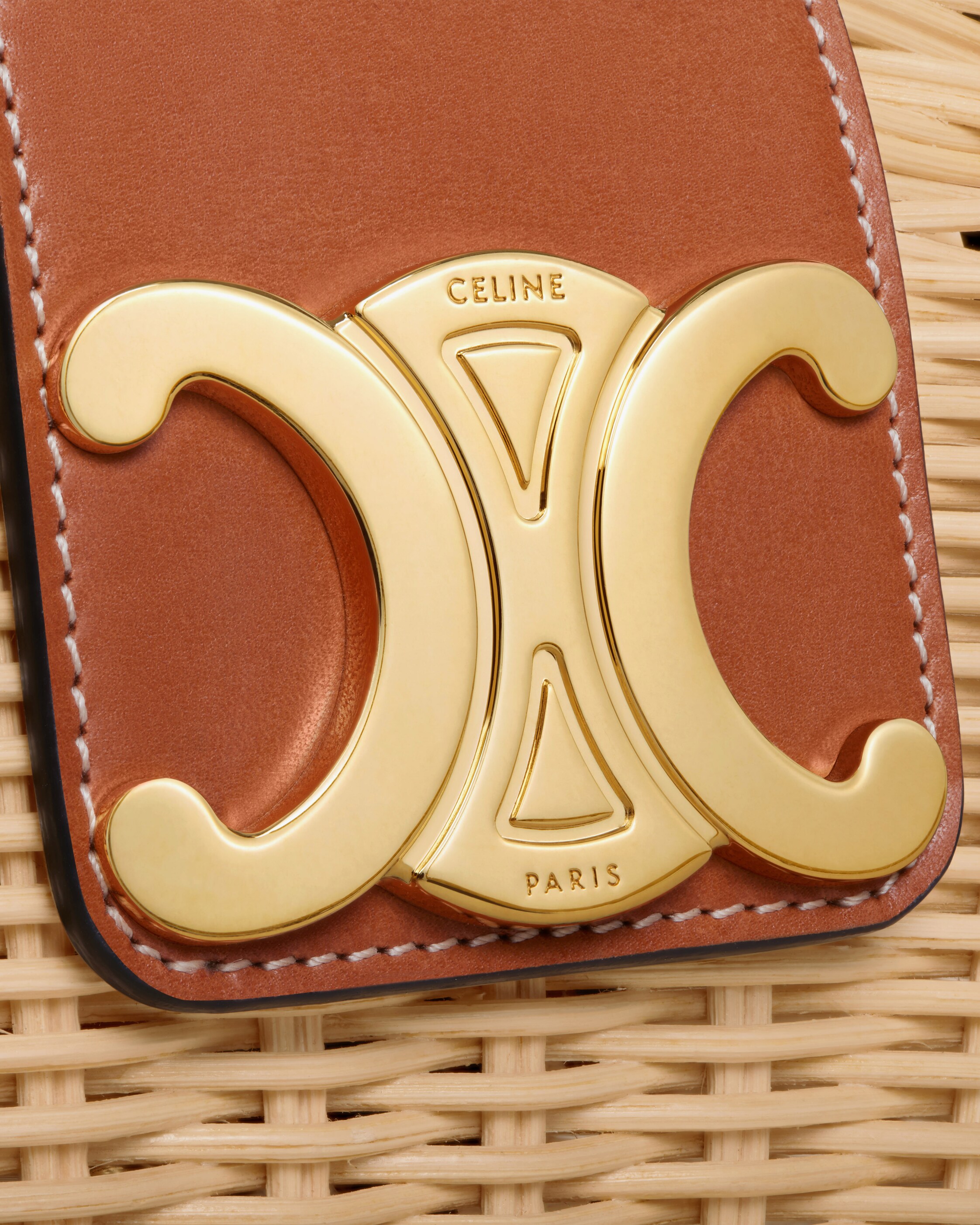 TEEN COUFFIN in WICKER AND NATURAL CALFSKIN - NATURAL / TAN | CELINE