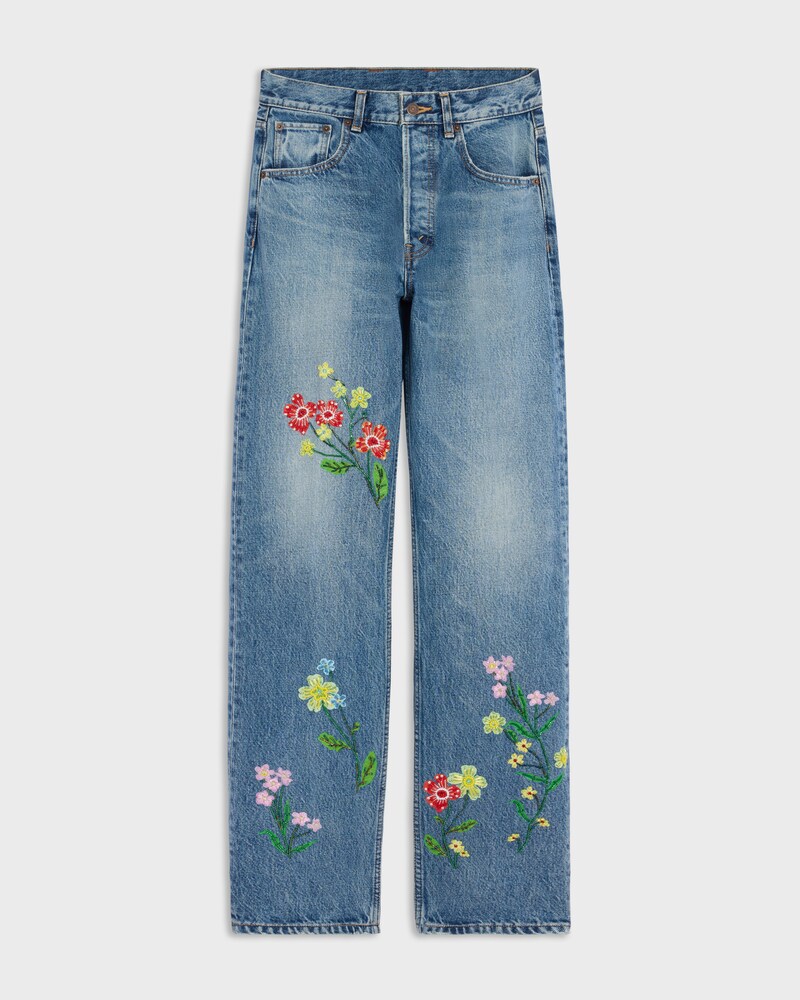 jeans boyfriend 001 brodé denim coton - VIVIENNE GLASS -  - 1 | CELINE