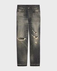 wesley jeans in black destroyed denim - BLACK PARADISO DESTROYED -  - 1 | CELINE