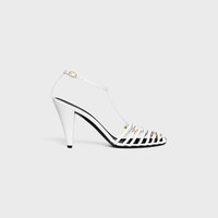 CAGE HEELED SANDAL IN GOATSKIN - Ultra White -  - 1 | CELINE