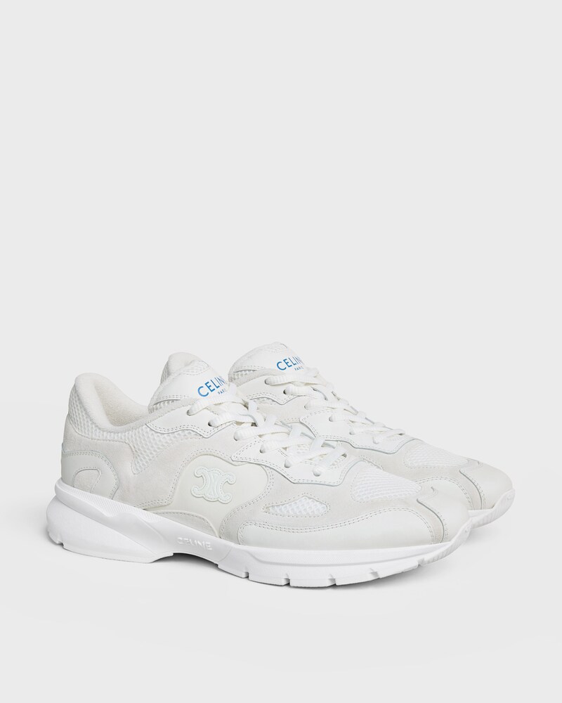 RUNNER SNEAKER IN CALFSKIN, SUEDE CALFSKIN AND MESH - OPTIC WHITE -  - 1 | CELINE