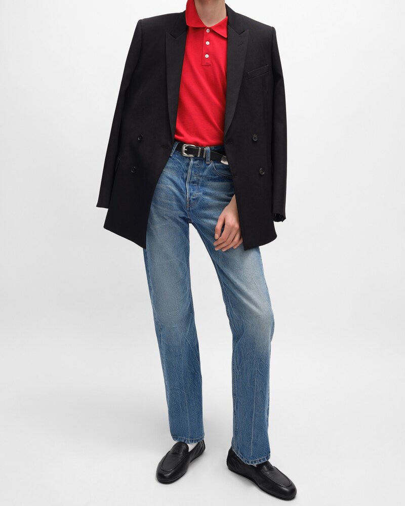polo shirt IN PIQUE COTTON JERSEY - LIVE RED/ BLEU DENIM -  - 1 | CELINE