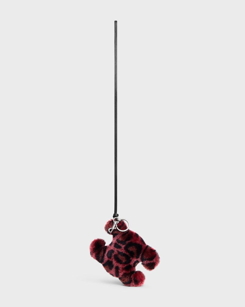 TRIOMPHE POM-POM KEYRING in SHEARLING AND CALFSKIN - RED - THE PERFECT GIFT - 1 | CELINE