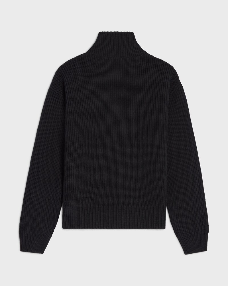 trucker sweater IN ribbed wool - BLACK -  - 1 | CELINE