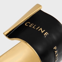 Celine Ribbon Large Cuff in Enamel and Brass with gold finish - BLACK / GOLD -  - 2 | CELINE