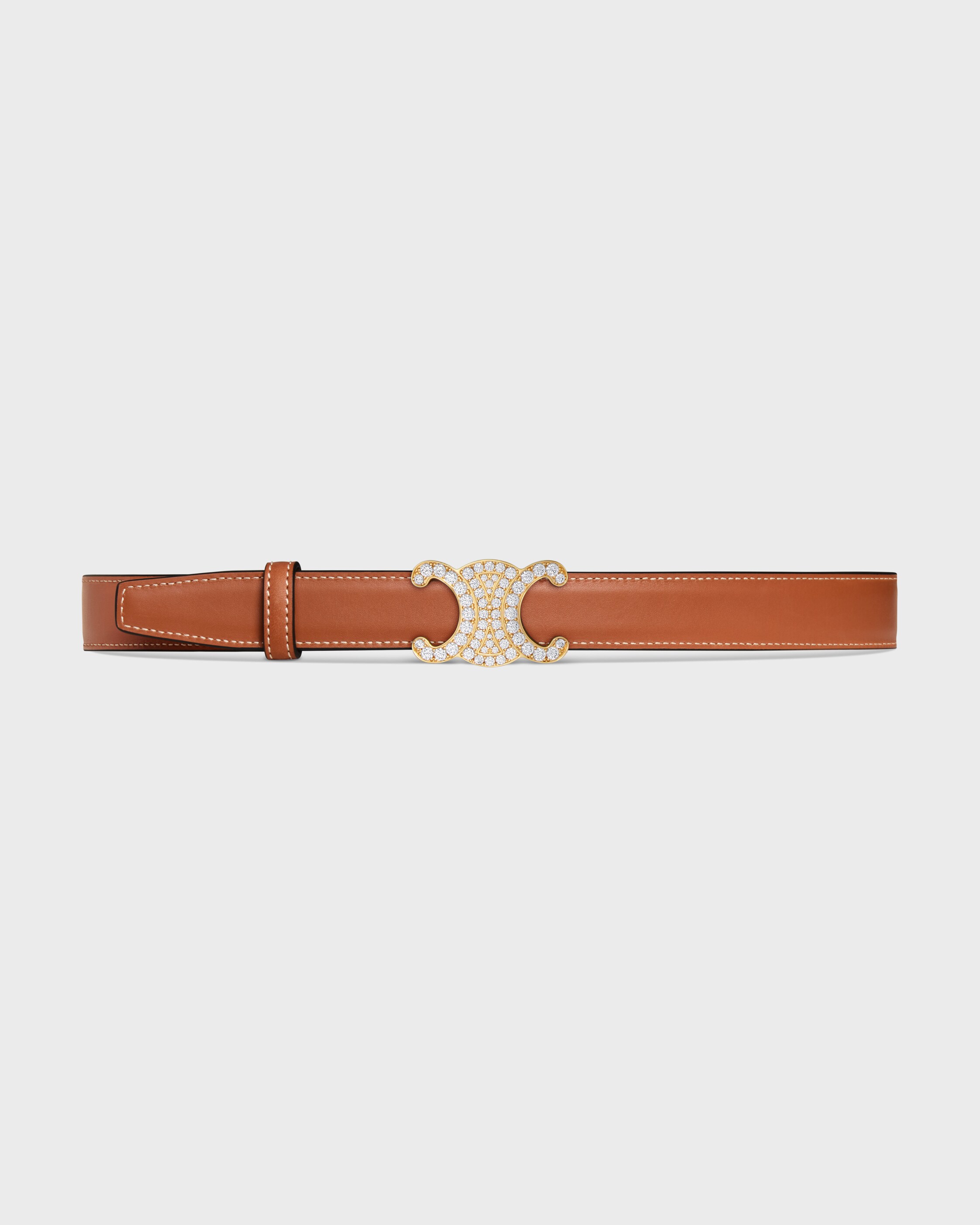 TRIOMPHE BUCKLE & REVERSIBLE STRAP 25MM - BLACK / TAN | CELINE