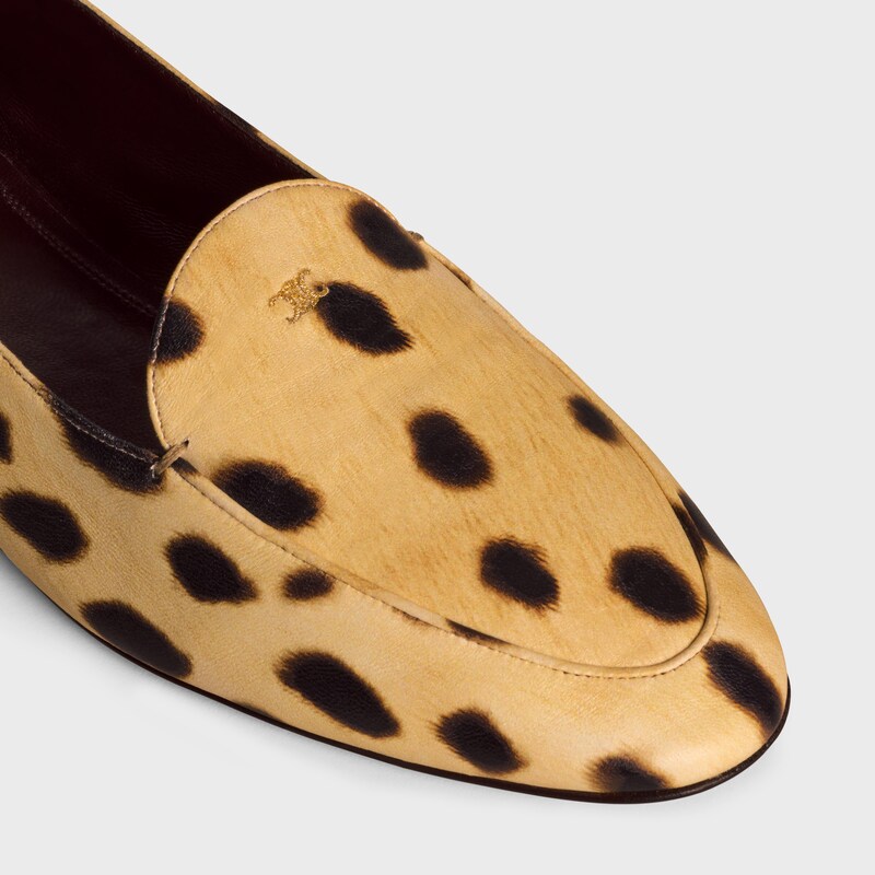AURA LOAFER IN LEOPARD PRINTED LAMBSKIN - BEIGE/BROWN -  - 1 | CELINE