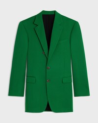 CHAQUETA DE CORTE RECTO DE LANA DIAGONAL - VERDE BOTELLA -  - 1 | CELINE
