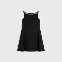 Besticktes Kleid aus doppeltem Wollkrepp - SCHWARZ -  - 1 | CELINE