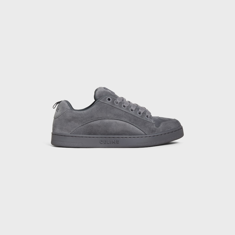 CELINE HUNTINGTON LOW LACE-UP SNEAKER IN SUEDE CALFSKIN AND MESH - GREY -  - 1 | CELINE