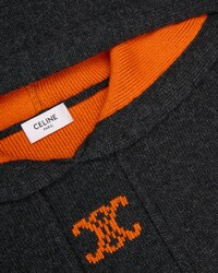 hooded sweater IN cashmere - DARK GREY/ORANGE -  - 2 | CELINE