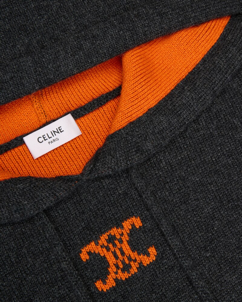 hooded sweater IN cashmere - DARK GREY/ORANGE -  - 1 | CELINE