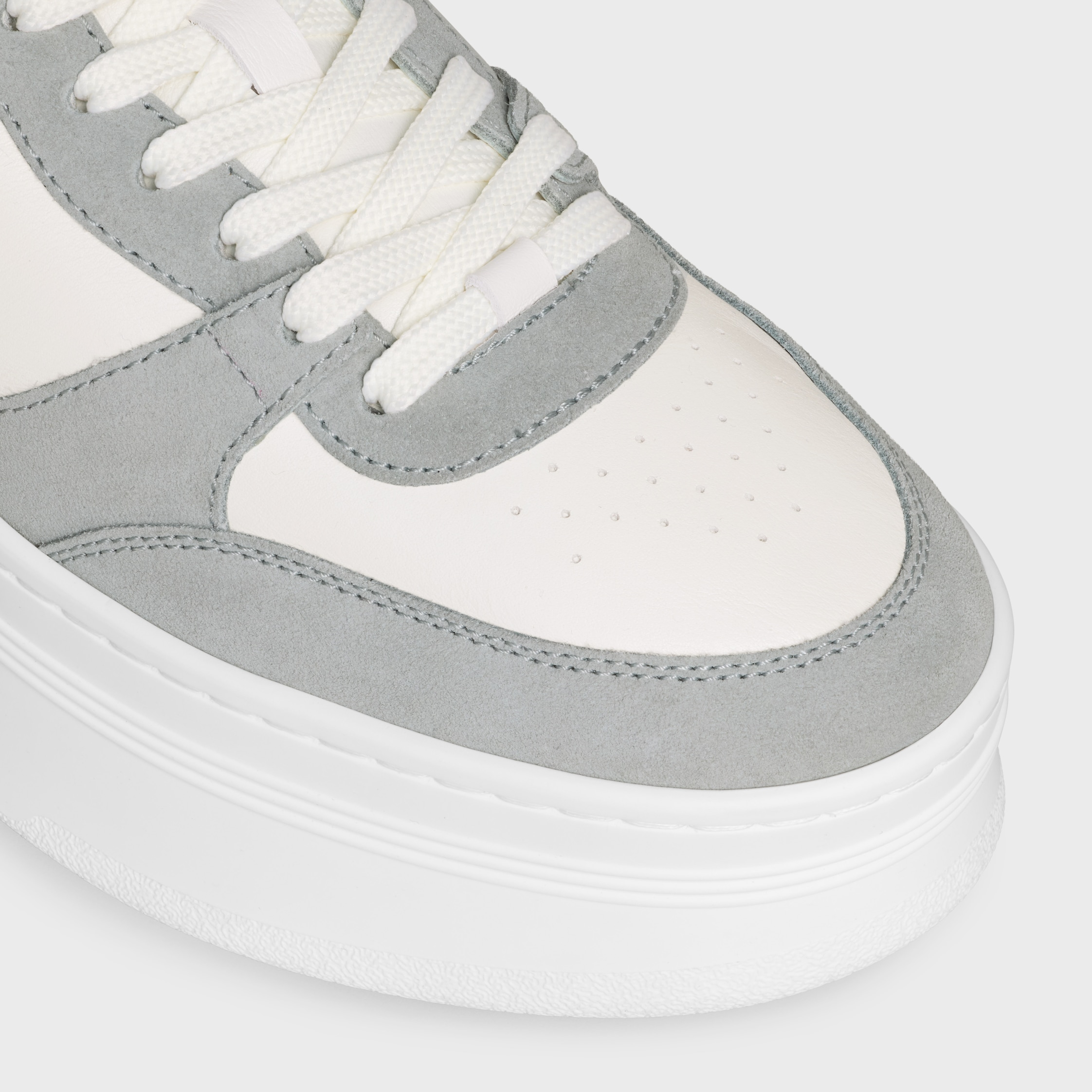 BLOCK WEDGE SNEAKER IN CALFSKIN AND SUEDE CALFSKIN - Optic White