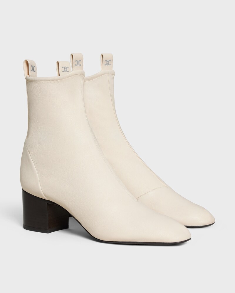 CHERI - BOTTINE ZIPP&Eacute;E EN CUIR D'AGNEAU STRETCH - IVOIRE -  - 1 | CELINE