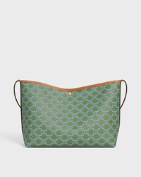 SOFT SHOPPER BAG IN TOILE TRIOMPHE - LIGHT KAKI / SKY BLUE - SHOULDER BAGS - 2 | CELINE