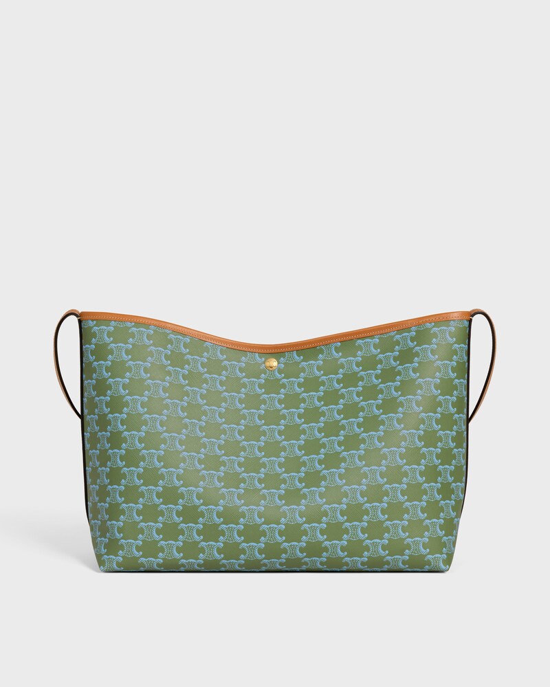 SOFT SHOPPER BAG IN TOILE TRIOMPHE - LIGHT KAKI / SKY BLUE - CROSS-BODY BAGS - 1 | CELINE