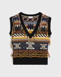 TOP DE CACHEMIRA CON JACQUARD - MARRÓN / GRIS -  - 1 | CELINE
